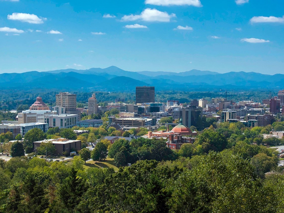 Asheville downtown aerial view