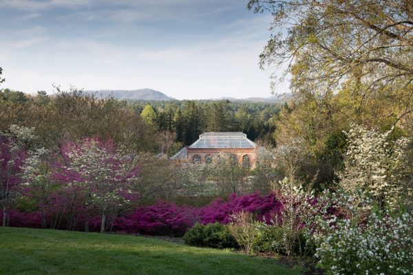Overlooking the botanical garden in springtime at the Biltmore Estate in Asheville, NC